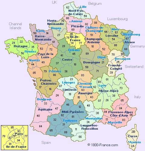 Frankrijk en haar departementen